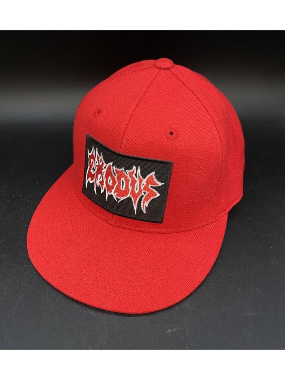 Metal Head Black Death Thrash Exodus 210 Fitted Hat Red 6 7/8 - 7 1/4